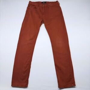 🔴 Forever 21 Men Slim Straight Rust Orange Pants Size 32 Cotton Stretch Chino